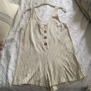 Pull&Bear Romper in Cream with Black Stripes, M.